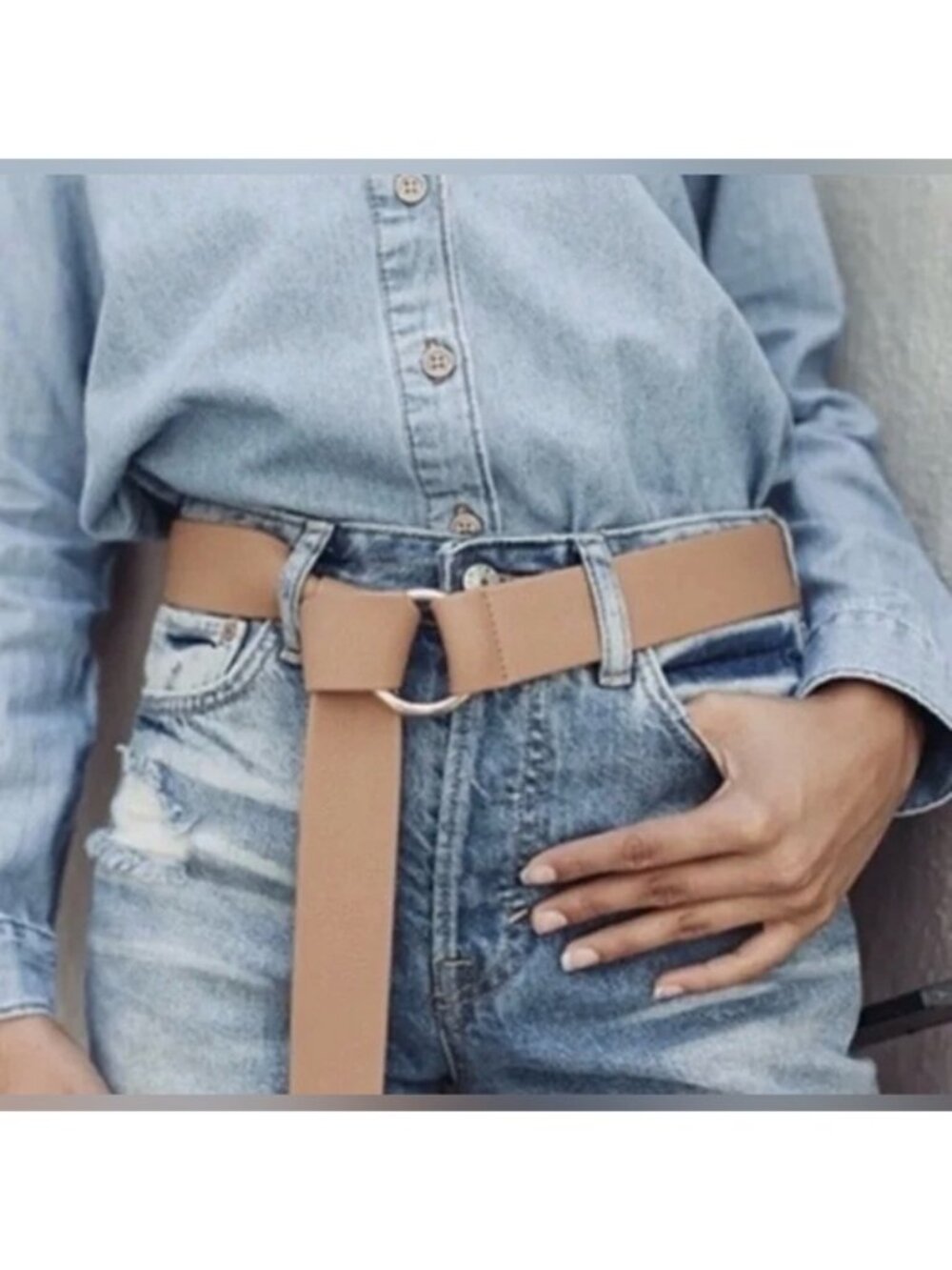 B-Low the Belt Mia Gold and Tan Chic Glam Business Casual Accent Belt NWT OS - Picture 11 of 12